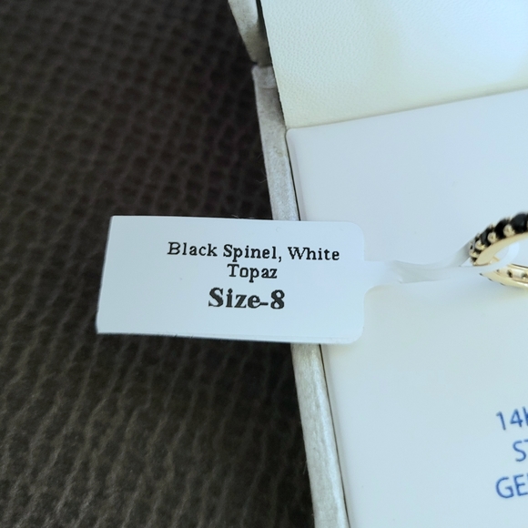 Shivam Black🖤 Spinel and White Topaz Gemstones Eternity♾️ Ring💍 - Picture 6 of 16